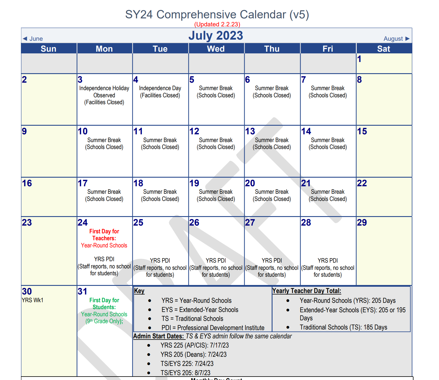  2023-24 Calendar